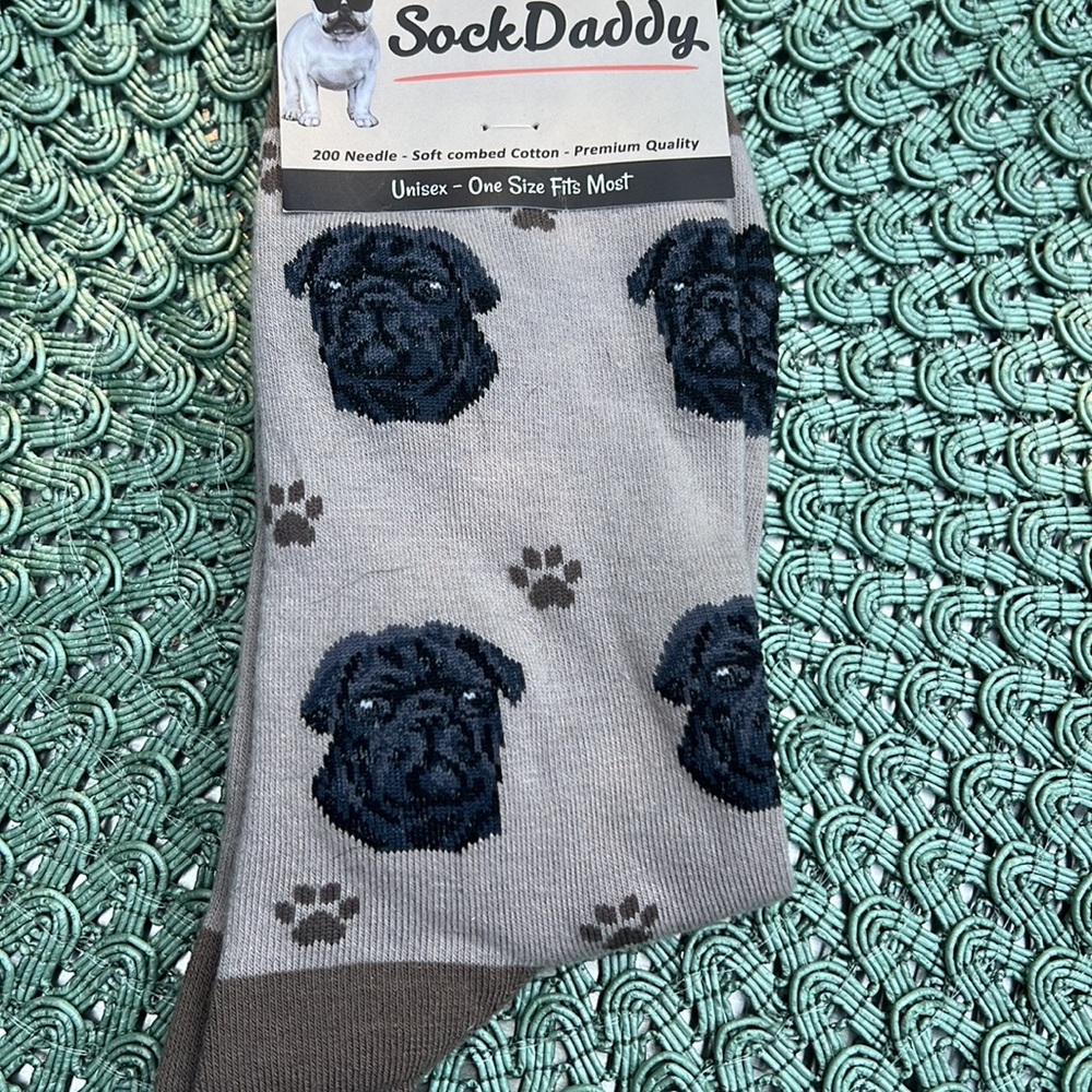 Brand new w/ tag SOCK DADDY Brand Black Pug Unisex Crew Socks. - Picture 7 of 7